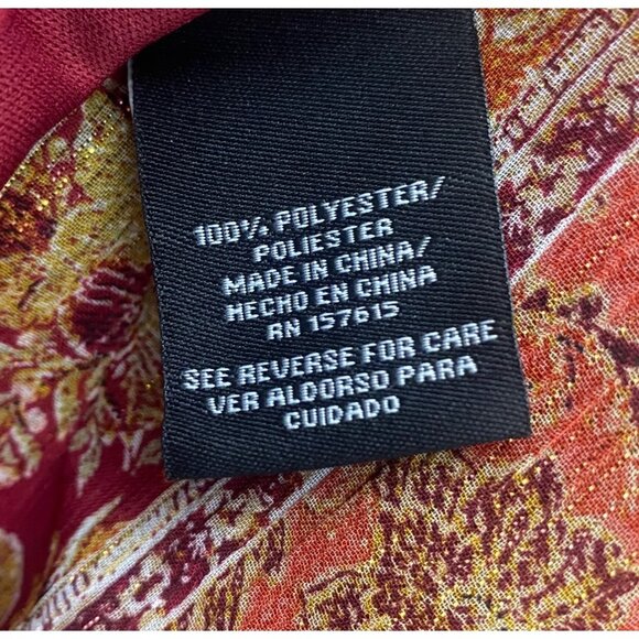 Leslie Fay Midi Faux Wrap Dress Womens Size 6 Wine Patchwork Career Office‎ - Picture 5 of 13